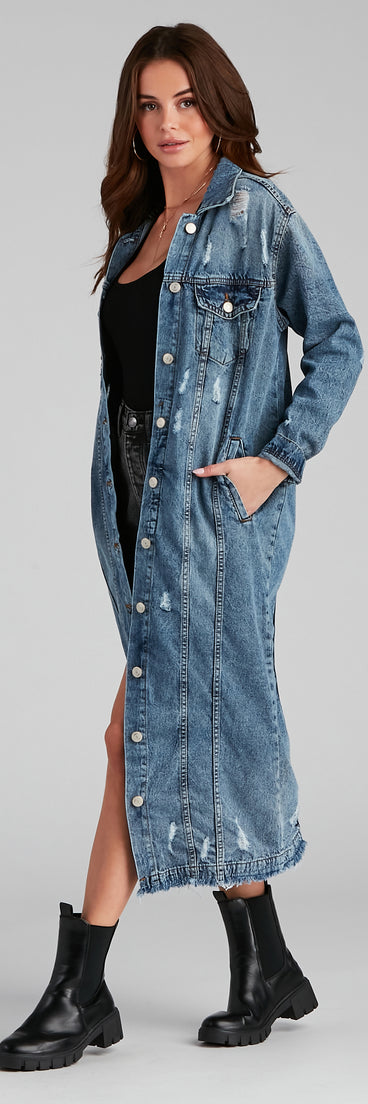 Fray Days Long Denim Jacket helps create the best summer outfit for a look that slays at any event or occasion!