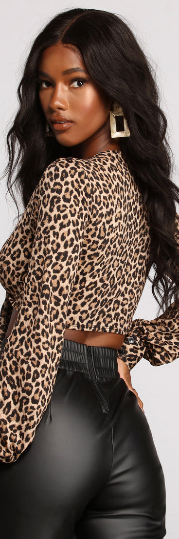 With fun and flirty details, Leopard Print Long Sleeve Tie Front Top shows off your unique style for a trendy outfit for the summer season!