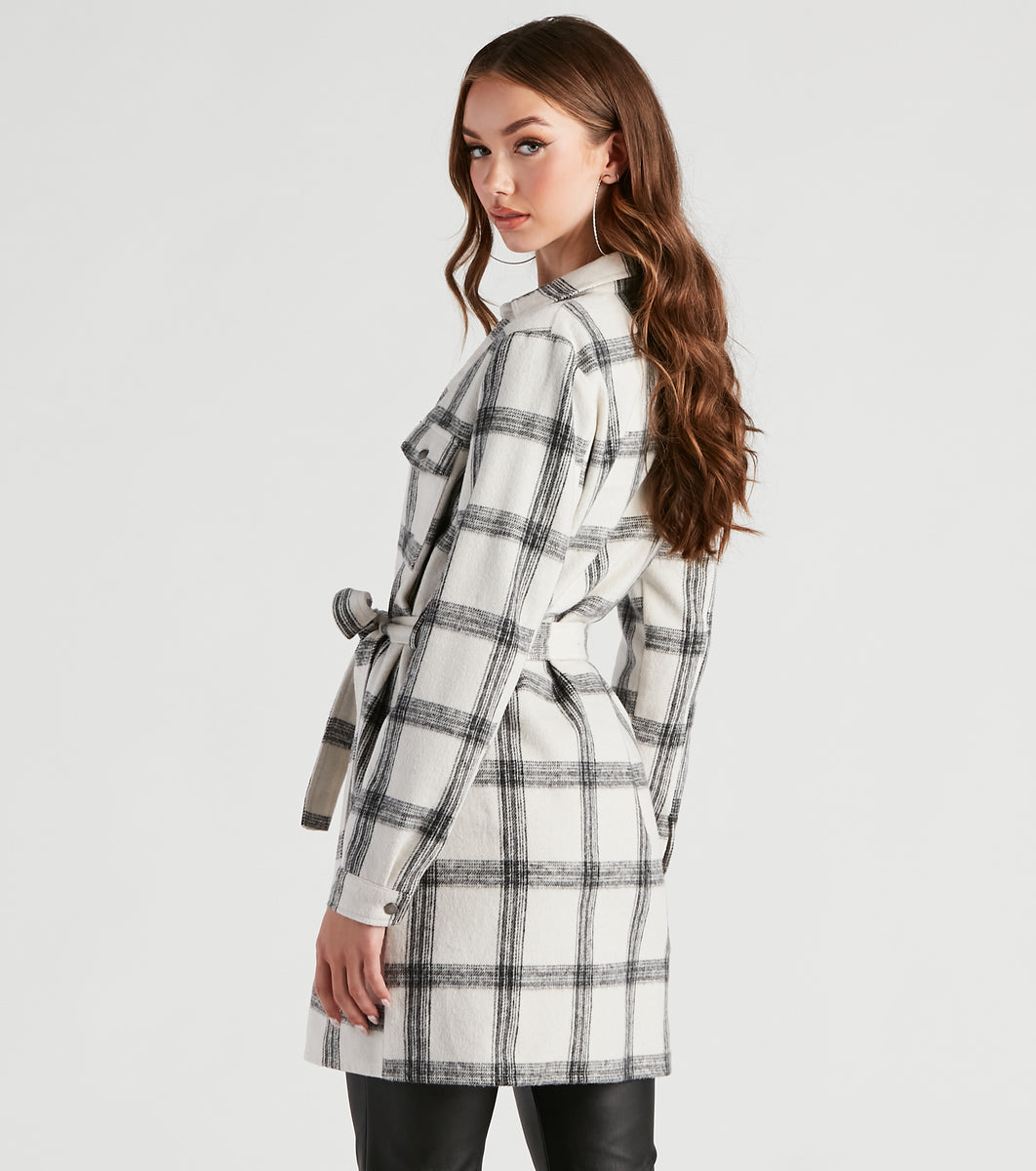 Girl On The Go Flannel Trench Coat | Windsor