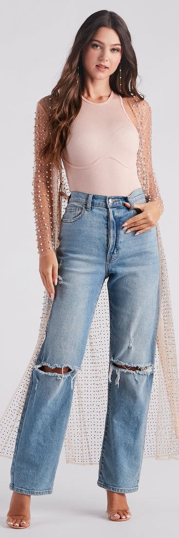 Effortlessly Glam Pearl And Rhinestone Duster is a fire pick to create a concert outfit, 2024 festival looks, outfits for raves, or to complete your best party outfits or clubwear!