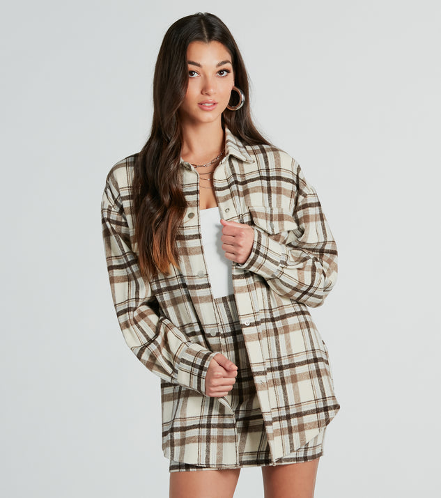 With fun and flirty details, the Paint The Town Plaid Flannel Shacket shows off your unique style for a trendy outfit for the spring or summer season!