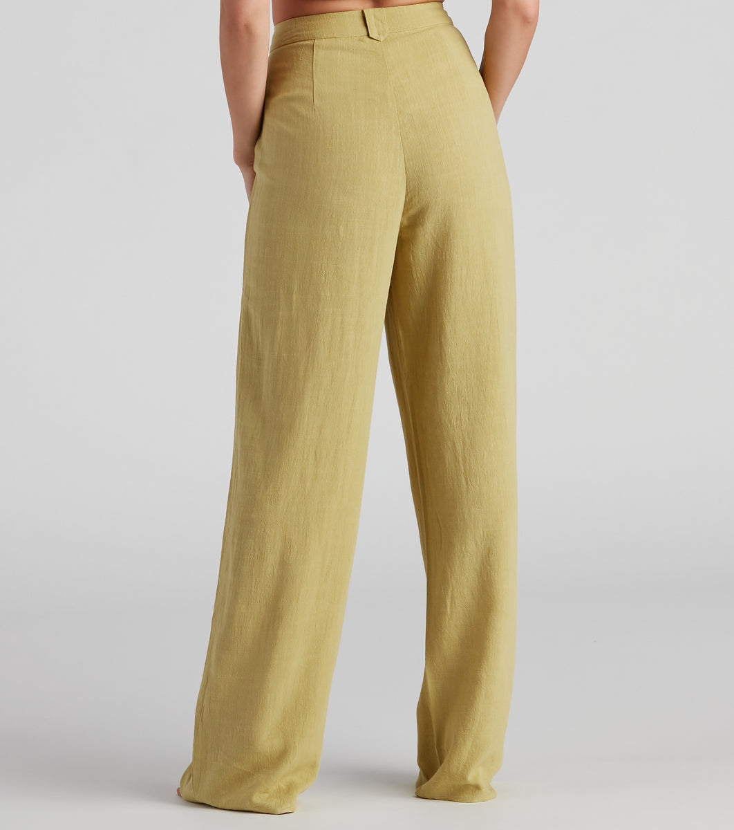 【WONDER WONDER】Obein linen striped wide pants On The Move Linen Wide Leg Pants | Windsor