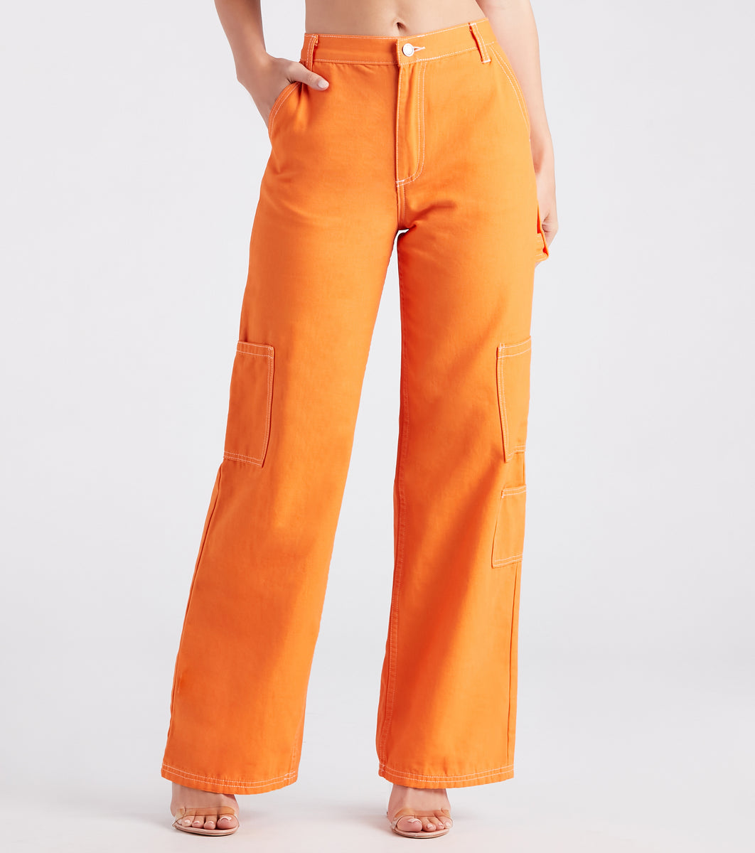 Stretch Contrast Wide Leg Pants main image 1