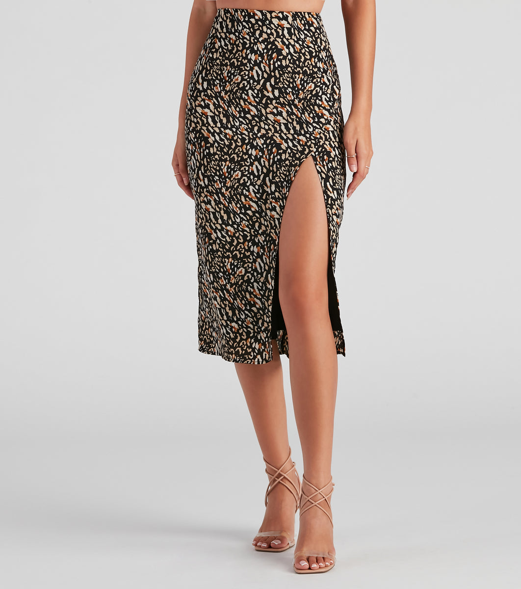 Feeling Fierce Leopard Midi Skirt Windsor