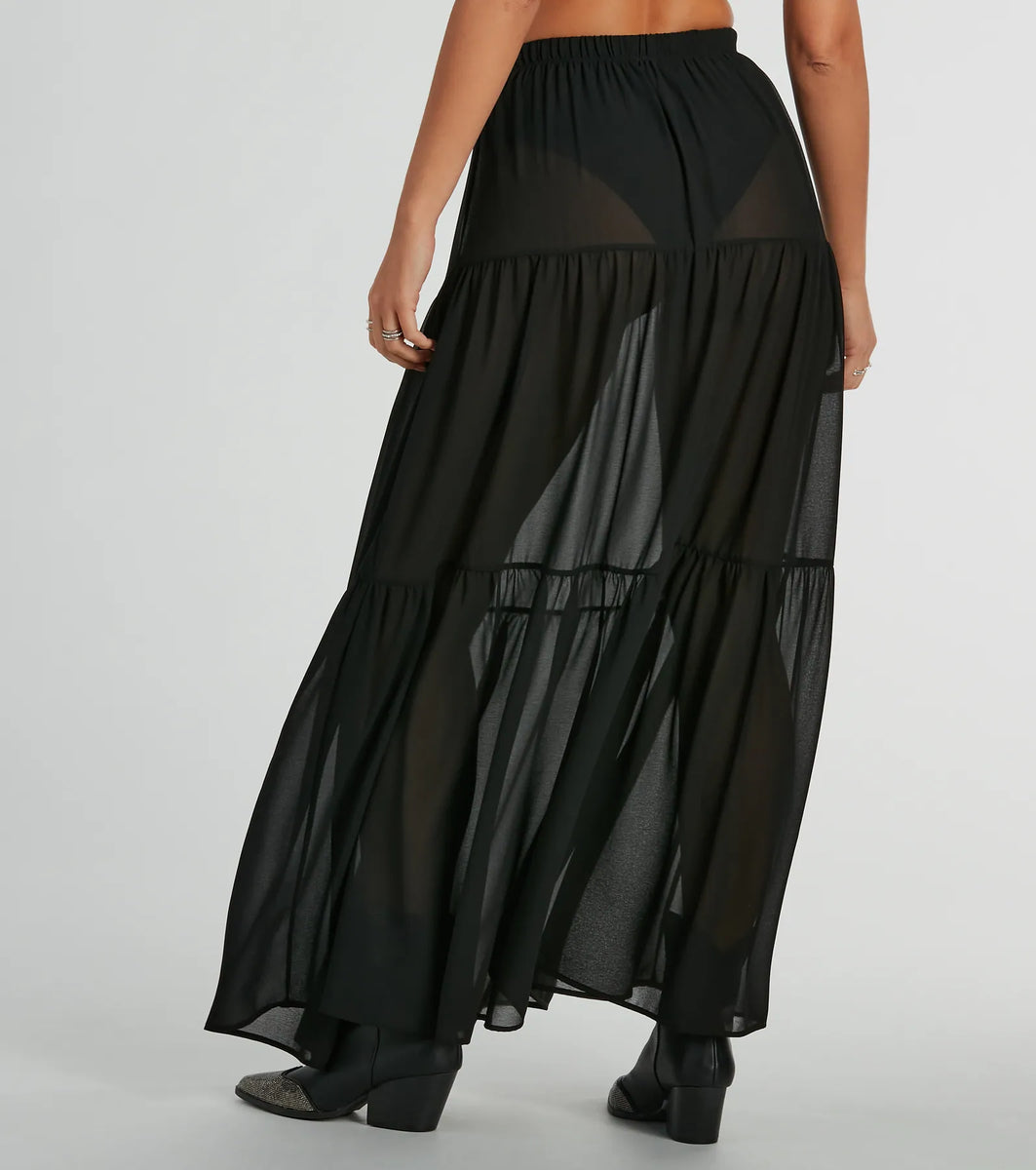 Sittin' Pretty Tiered Chiffon Maxi Skirt | Windsor