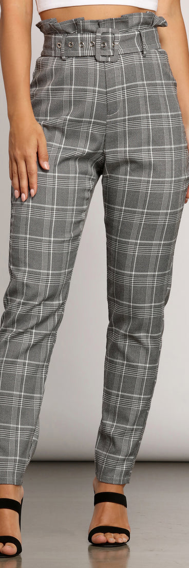 Paper Bag Plaid Tapered Pants