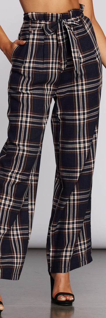 Perfectly Poised In Plaid Paper Bag Pants