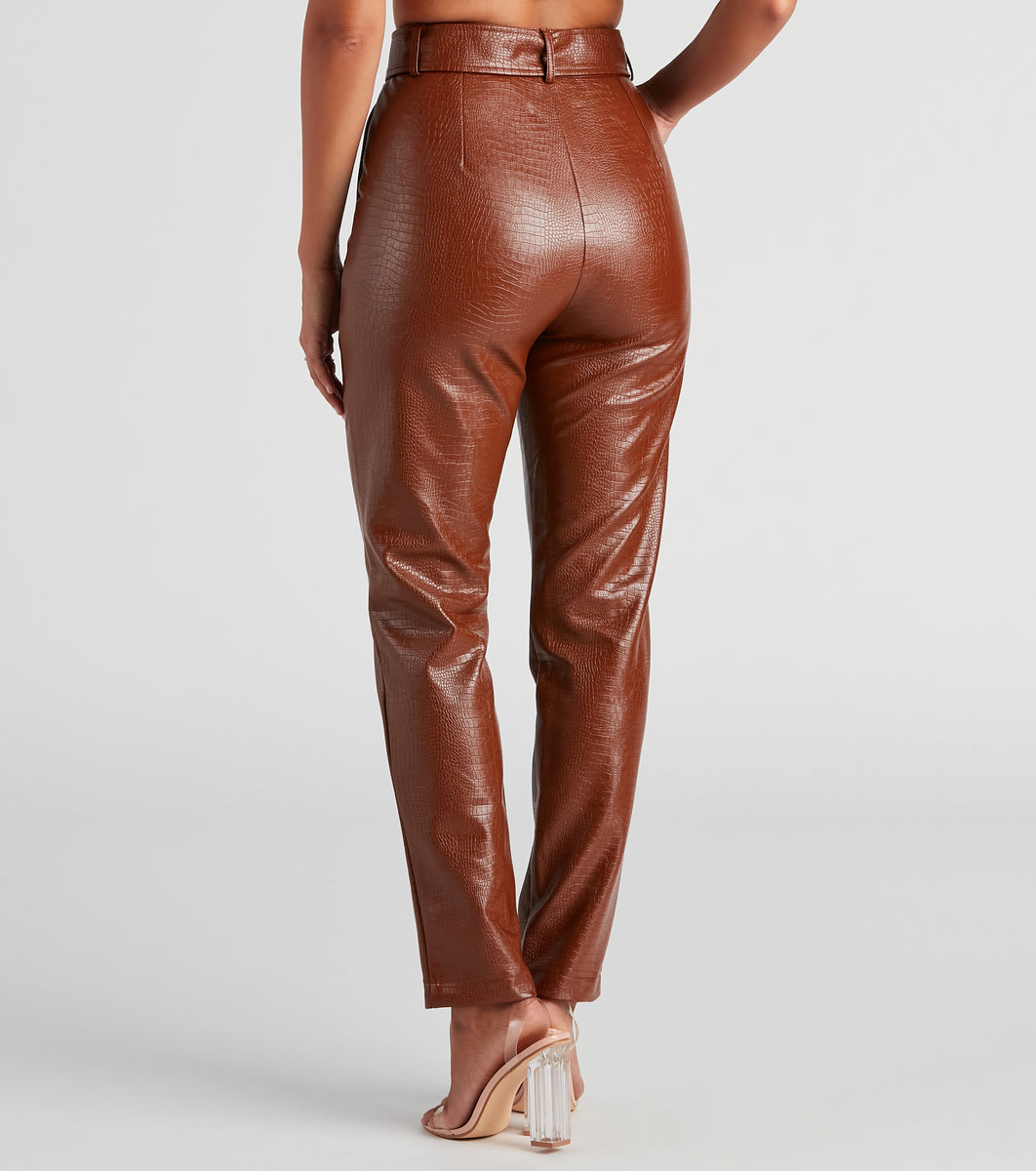 Brenda Belted Pocketed Pants - Apricot