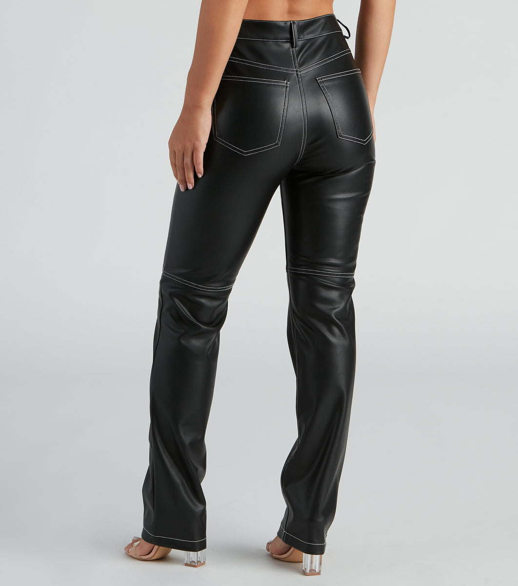 Rock Of Ages Faux Leather Straight-Leg Pants