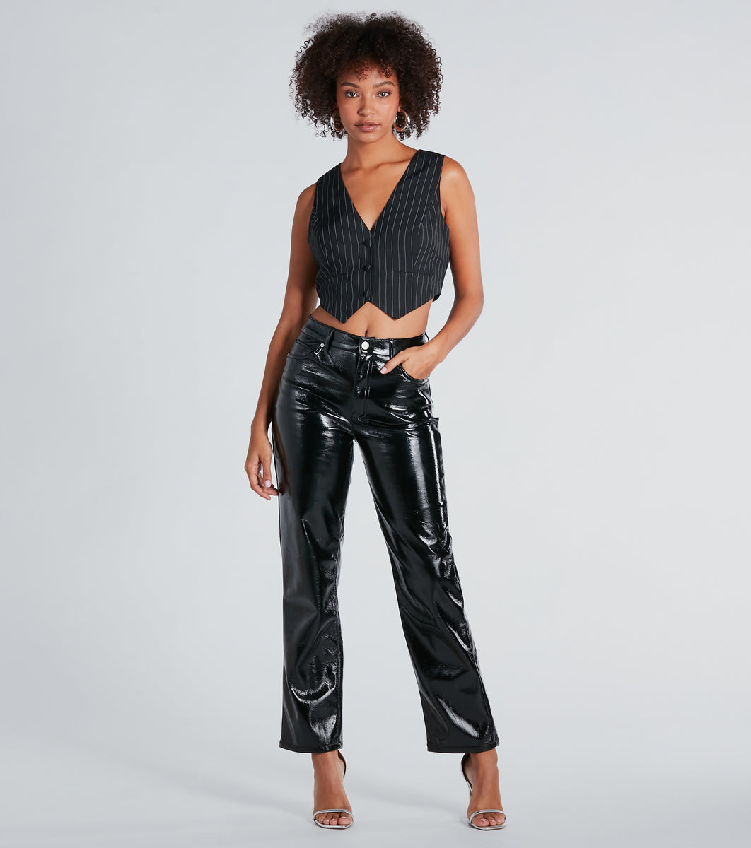 Effortless Edge Faux Leather Straight-Leg Pants | Windsor