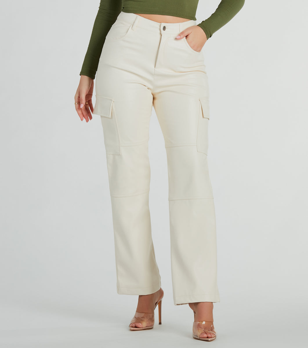 Sleek Straight-Leg Faux Leather Cargo Pants | Windsor