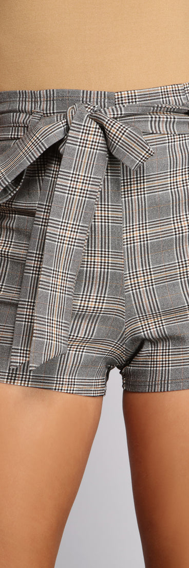 Tie Waist Plaid Shorts for 2023 festival outfits, festival dress, outfits for raves, concert outfits, and/or club outfits
