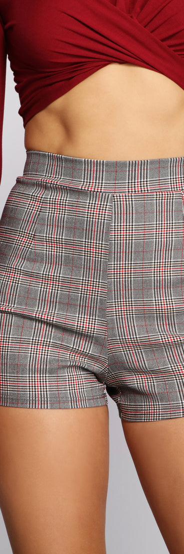 High Waist Plaid Dress Shorts for 2023 festival outfits, festival dress, outfits for raves, concert outfits, and/or club outfits