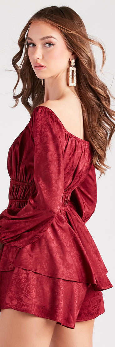 Feels Like Love Floral Jacquard Satin Romper