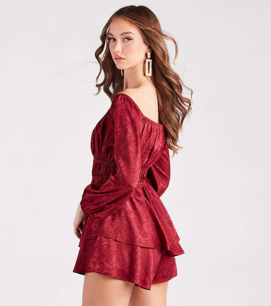 Feels Like Love Floral Jacquard Satin Romper & Windsor