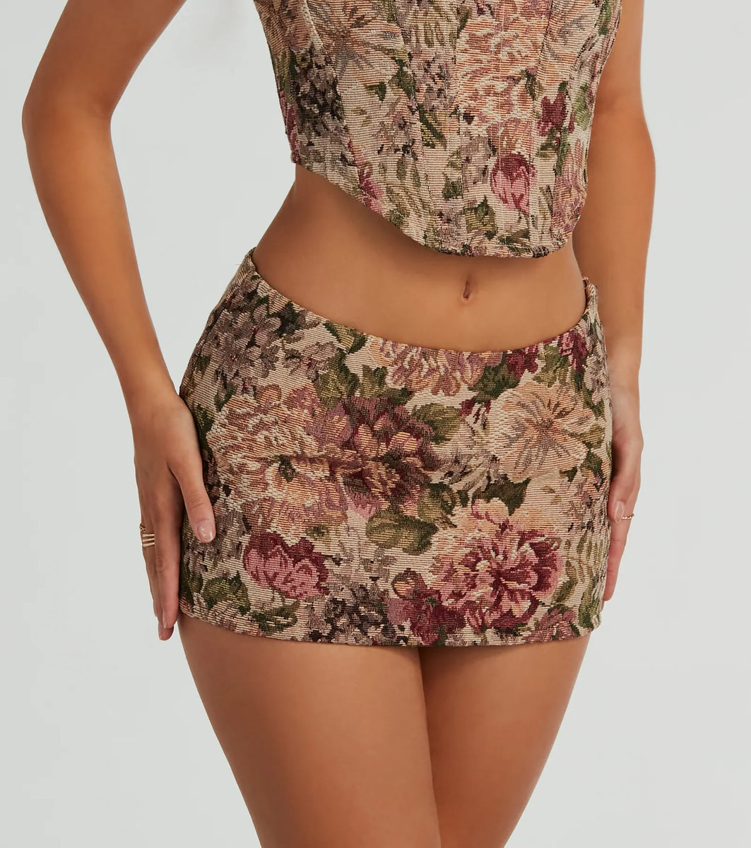So Rare Floral Tapestry Micro Mini Skort | Windsor
