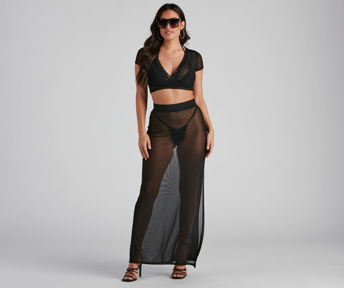 Wrap Me In Glam Mesh Maxi Skirt | Windsor