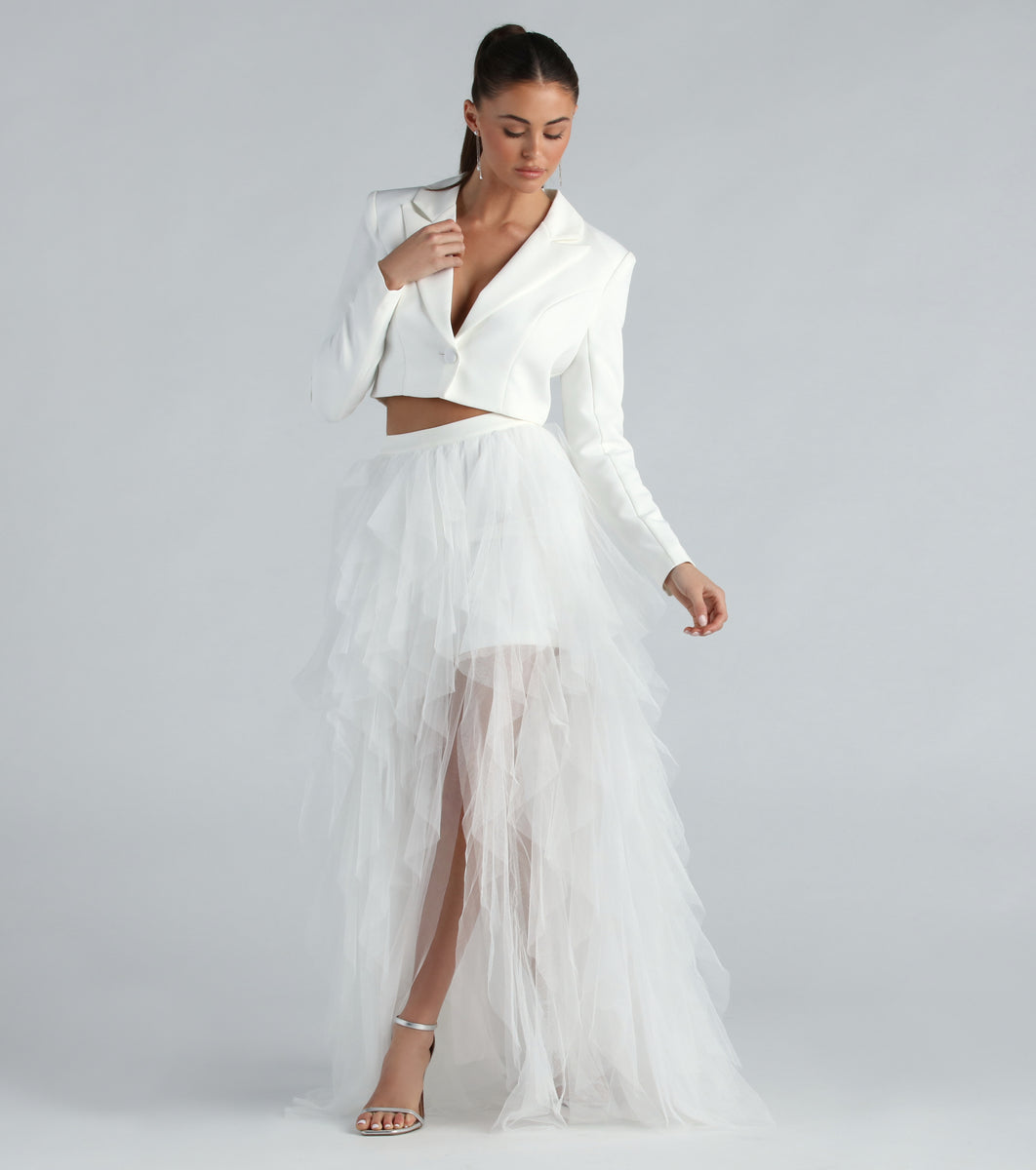 Korrie Formal High-Rise Tulle Slit Maxi Skirt | Windsor