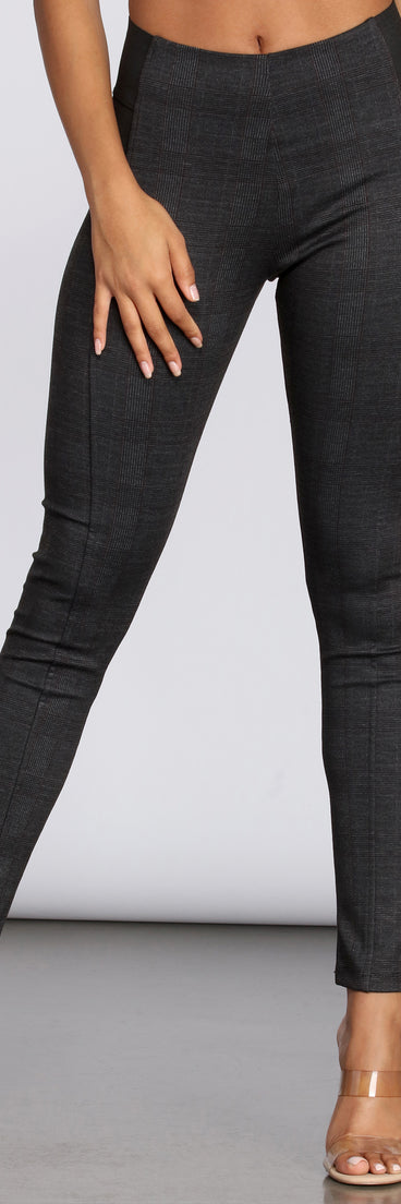 Elastic Side Plaid Leggings