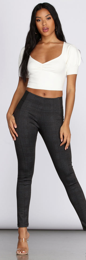 Elastic Side Plaid Leggings