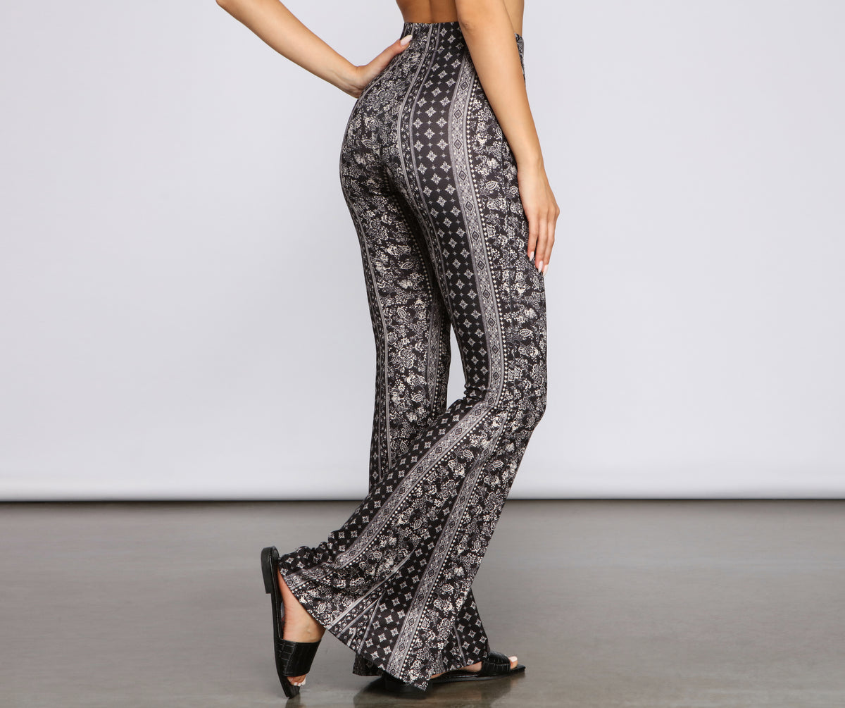 Boho Wanderer Floral Flared Pants Windsor - Main Image