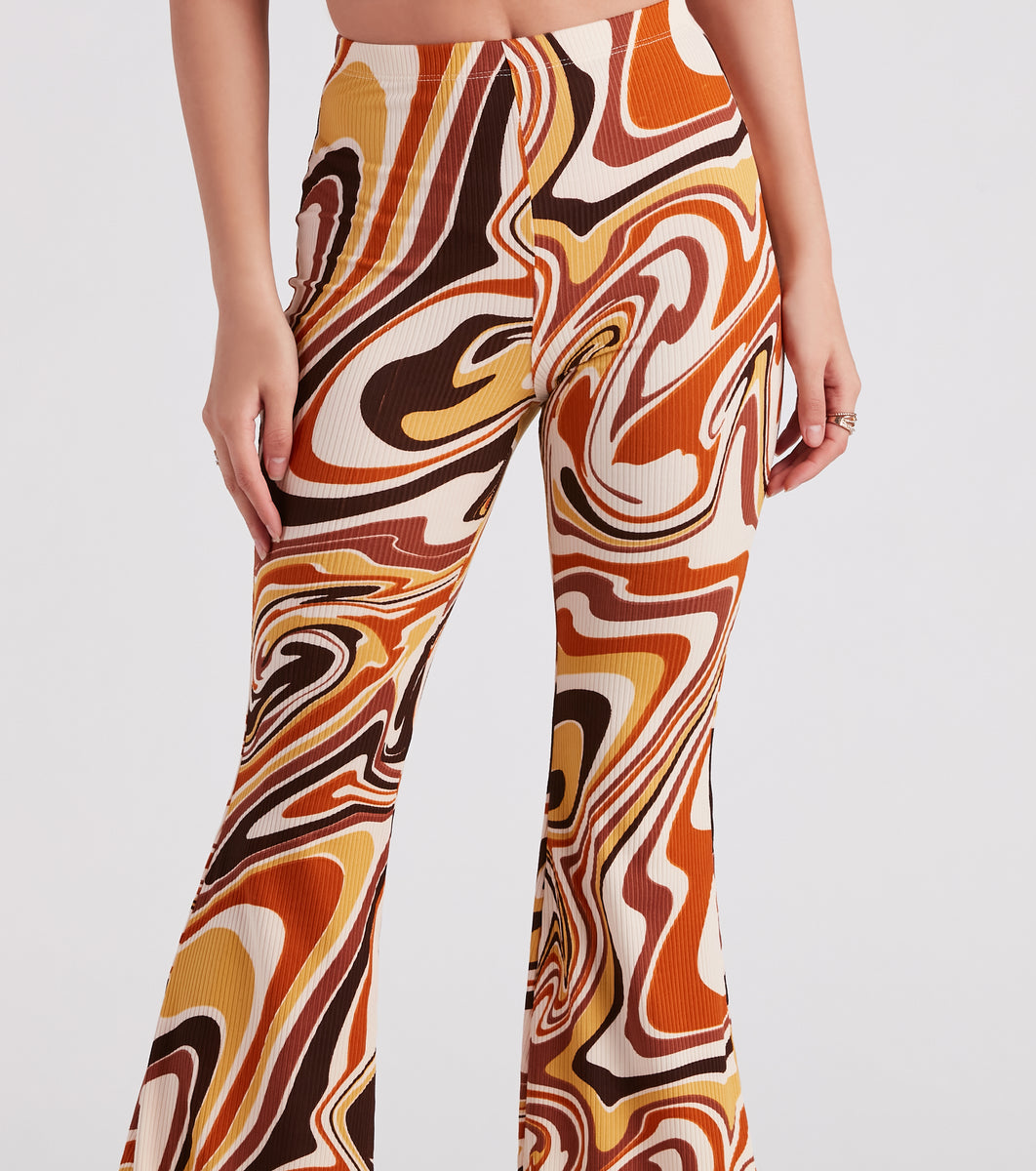 70's ornament pattern flare pant