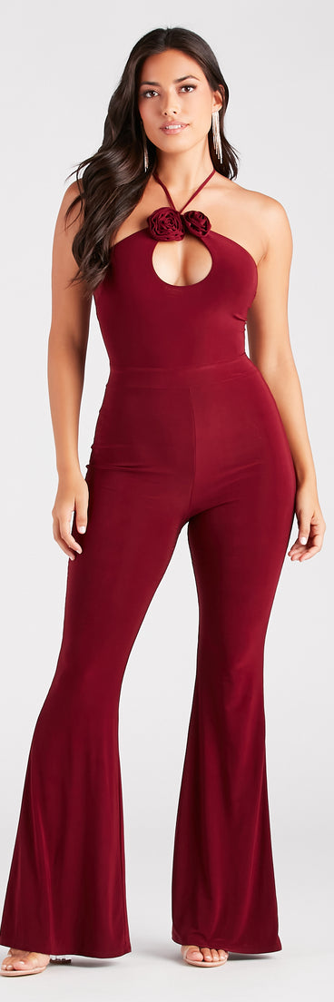 Style Blossom Rosette Flower Lace-Up Jumpsuit