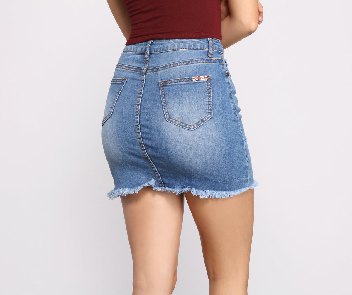 Frayed Hem Denim Mini Skirt | Windsor