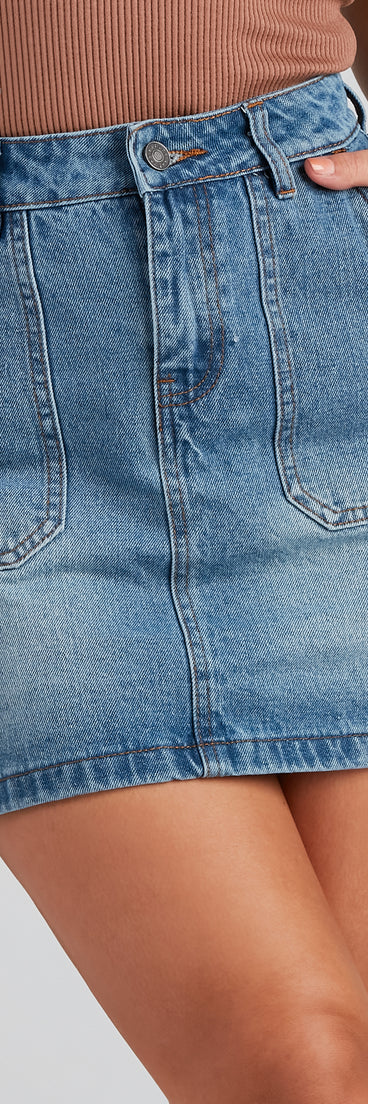 Good Day Buckle Detail Denim Skirt for 2023 festival outfits, festival dress, outfits for raves, concert outfits, and/or club outfits