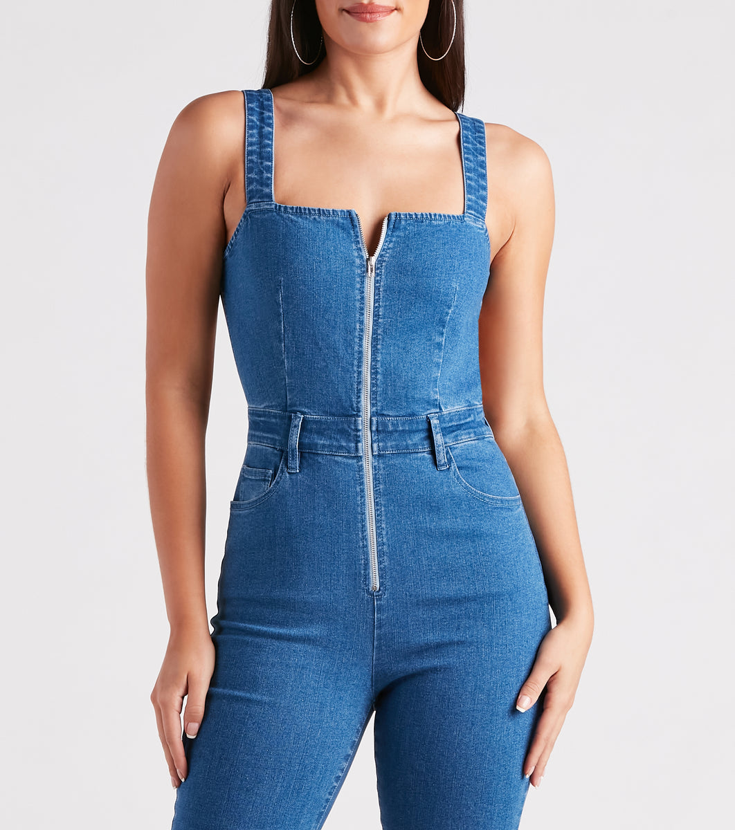 【なあ】BACK OPEN DENIM ALL IN ONE BACK OPEN DENIM ALL IN ONE（Hitting The Highlights Open Back