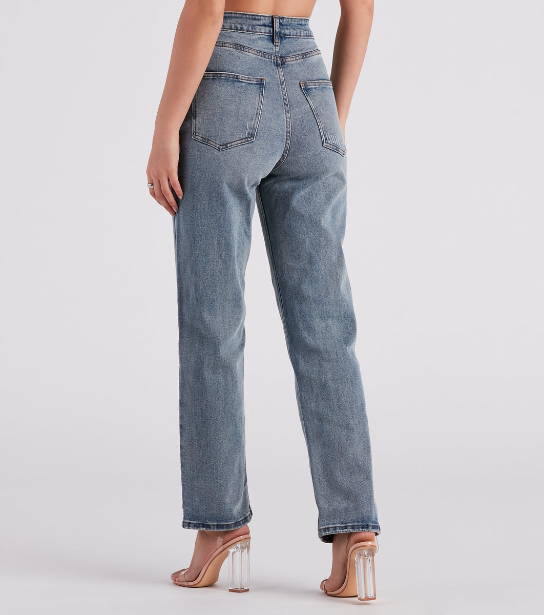 90s Glam Rhinestone Beaded Straight-Leg Jeans | Windsor