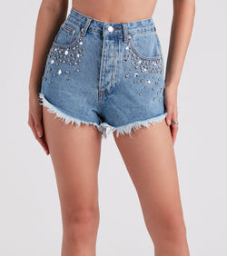 90s Glam Rhinestone Beaded Denim Shorts is a fire pick to create 2023 festival outfits, concert dresses, outfits for raves, or to complete your best party outfits or clubwear!