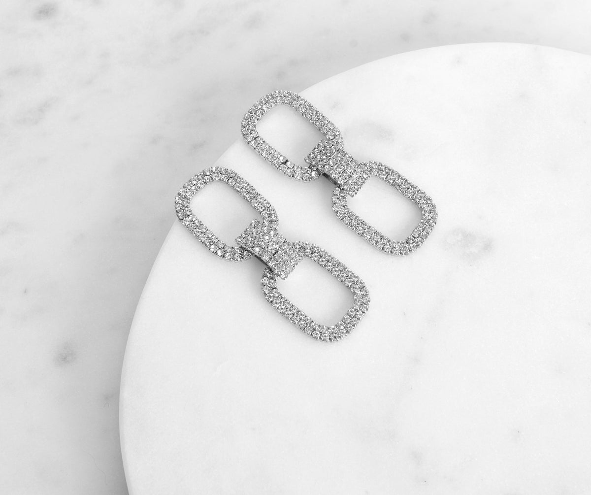 Rhinestone Double Chain Link Earrings & Windsor