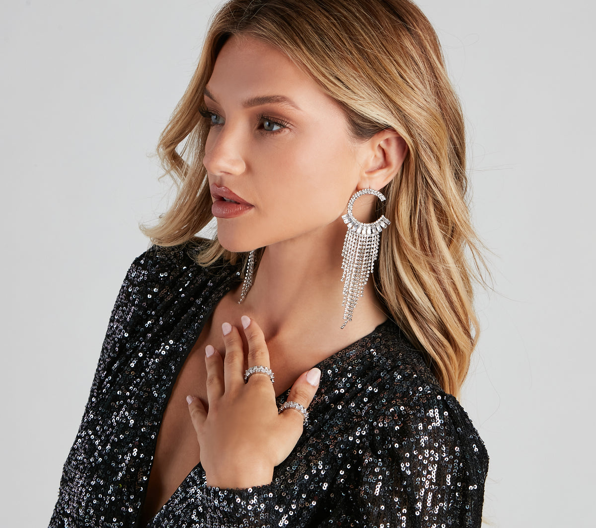 Dream Glam Rhinestone Fringe Earrings & Windsor