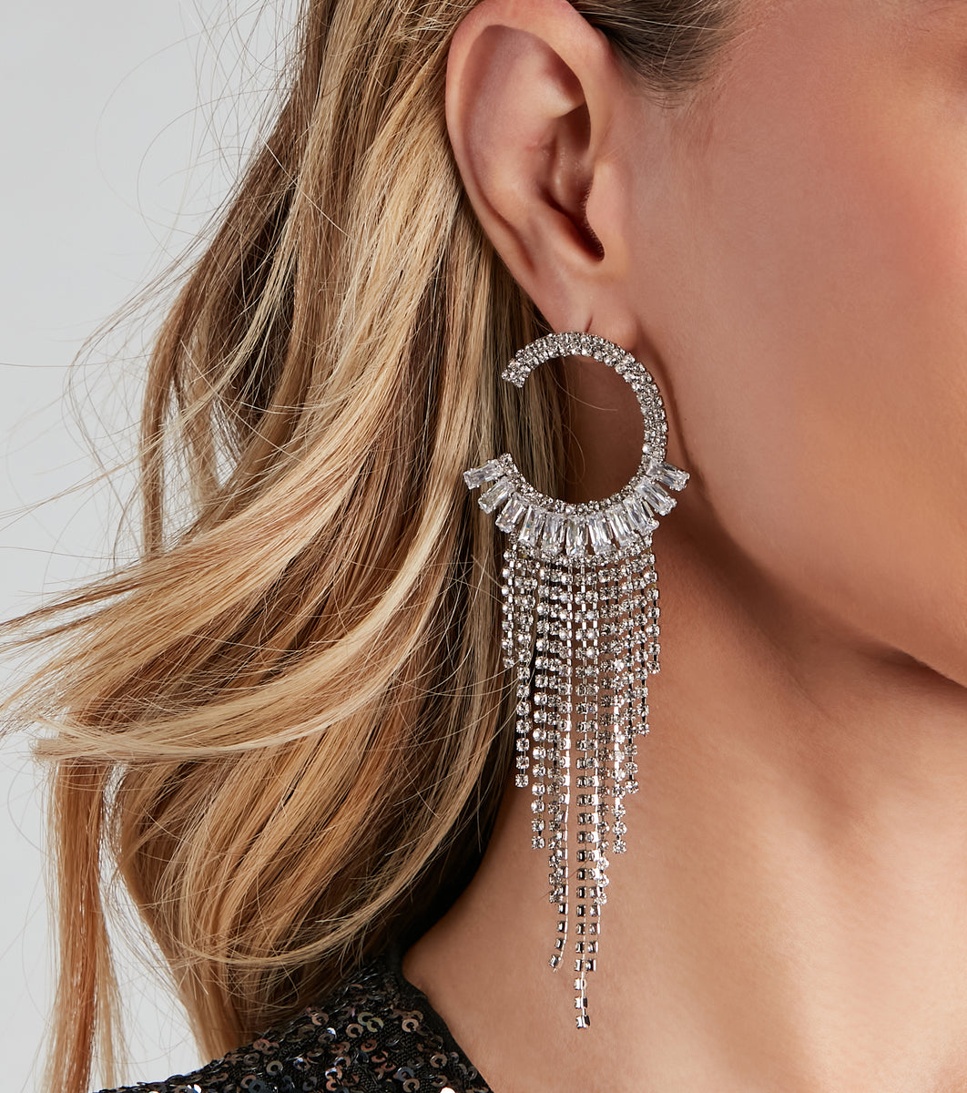 Dream Glam Rhinestone Fringe Earrings & Windsor