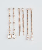 Trendy Glamour Rhinestone and Pearl Earring Set