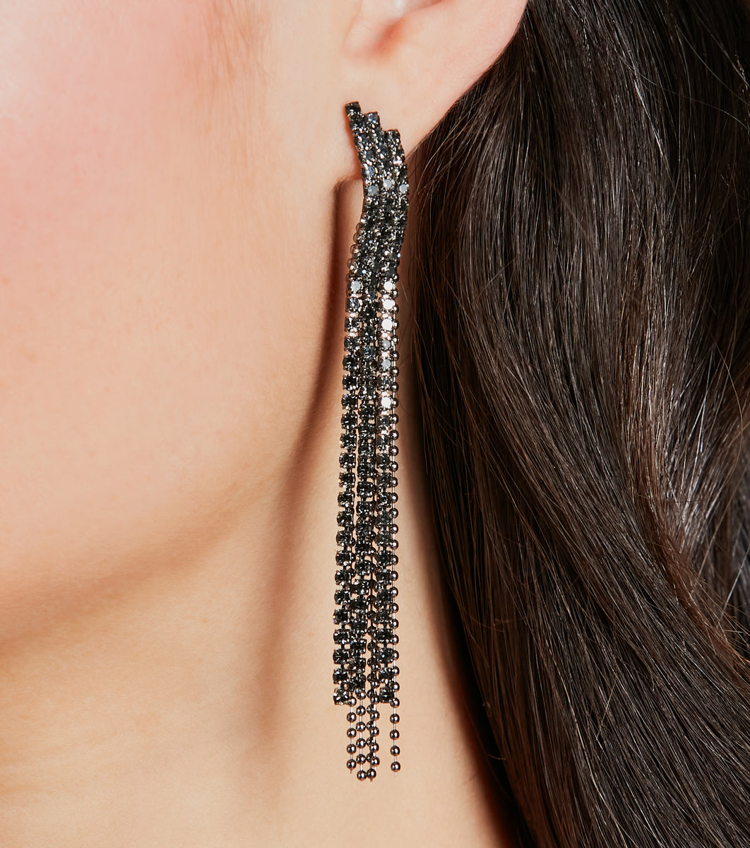 Rhinestone fringe earrings Clearance