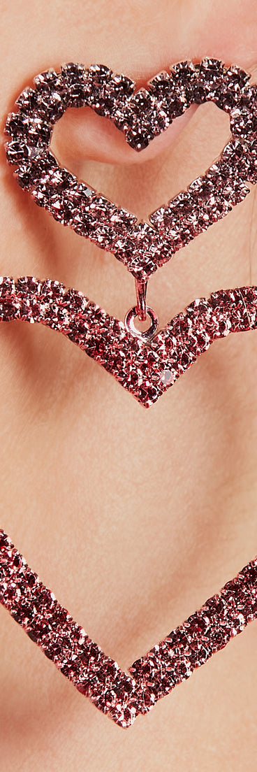 Love The Glamour Rhinestone Heart Earrings