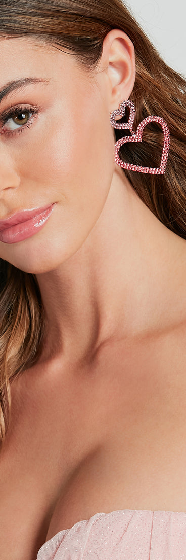 Love The Glamour Rhinestone Heart Earrings
