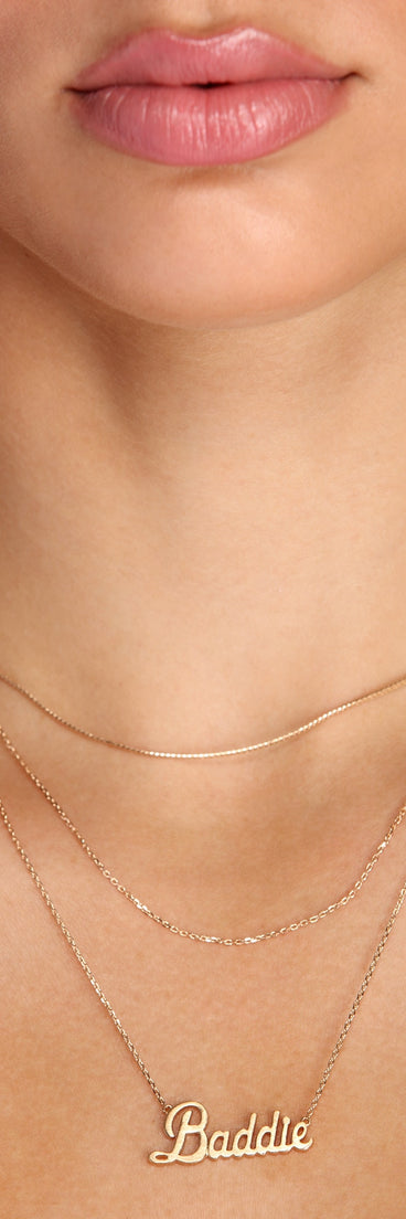 Baddie Script Necklace Pack for 2022 festival outfits, festival dress, outfits for raves, concert outfits, and/or club outfits