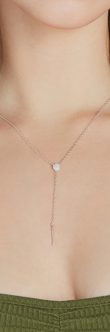 Glam Shine Sterling Silver Plated Cubic Zirconia Lariat Necklace