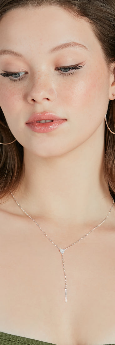 Glam Shine Sterling Silver Plated Cubic Zirconia Lariat Necklace