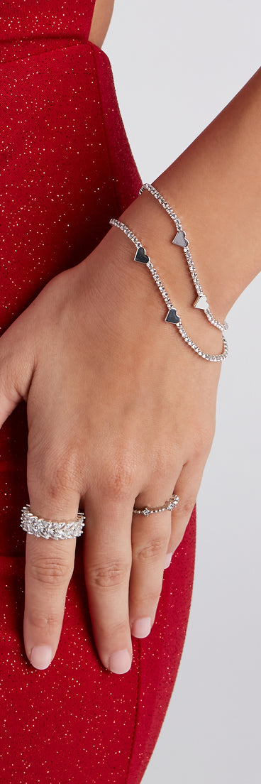 Falling For Glam Rhinestone Heart Bracelet