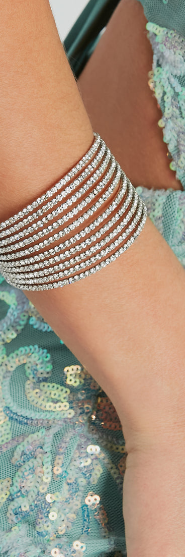 Sparkle Tonight Rhinestone Memory Cuff Bracelet