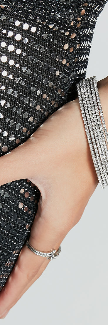 Sleek Shimmer Rhinestone Bangle Bracelets