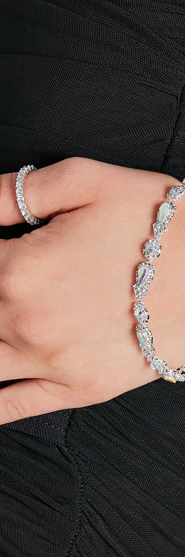 Elegant Iridescent Rhinestone Bracelet