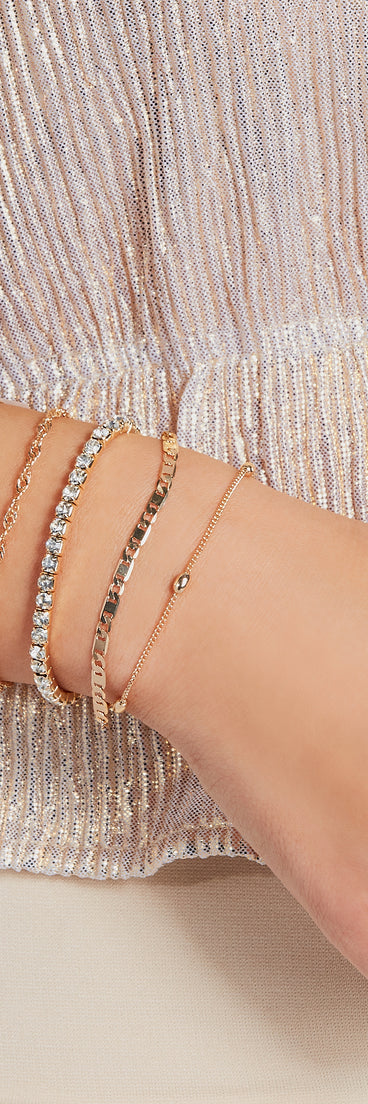 Everyday Glitz Five-Pack Chain Bracelet Set