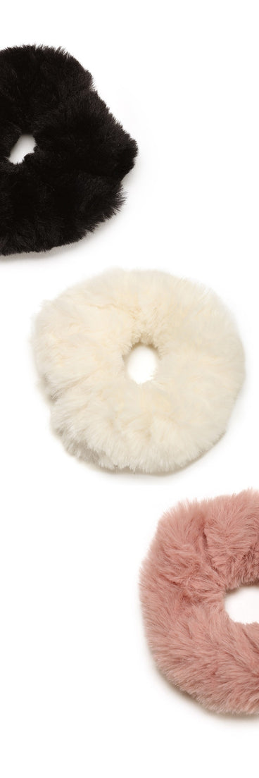 Multi Colored Faux Fur Hair Scrunchies Multi Pack
