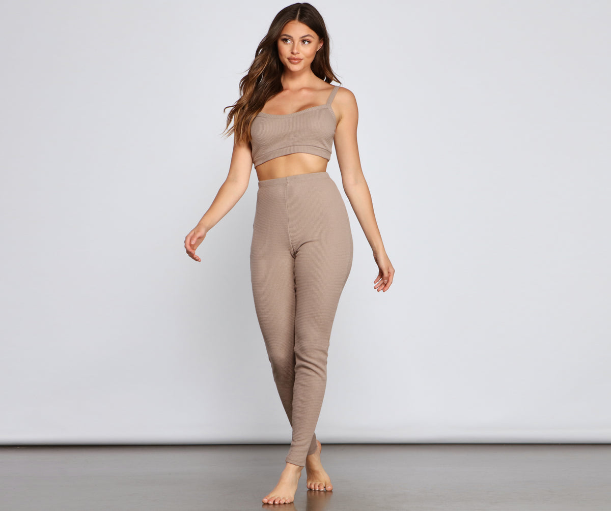 Waffle clearance knit leggings