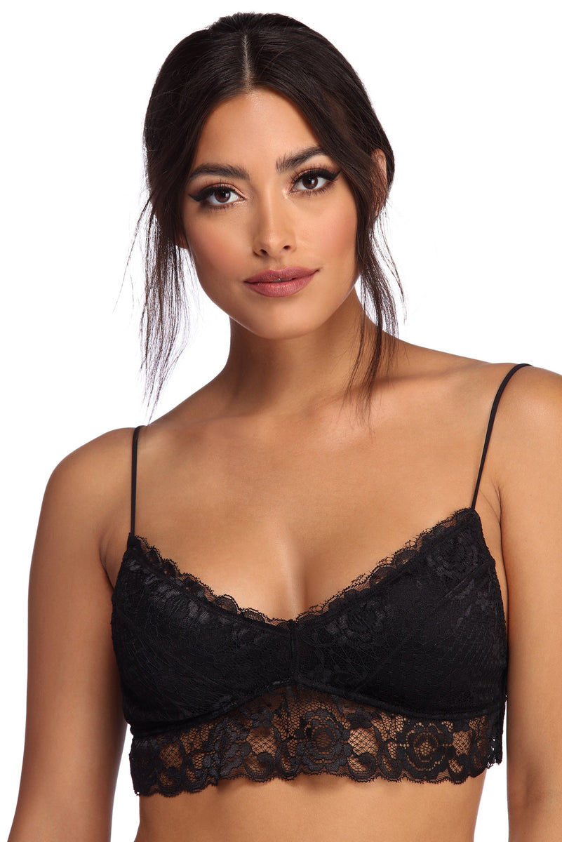 Bralette Black With Satin Stripe in the Center All Lace